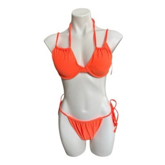 Fashion Nova XL Sugar Beach Orange Bikini Top & Cheeky Bottoms Swimsuit Set *T1 - Picture 1 of 4